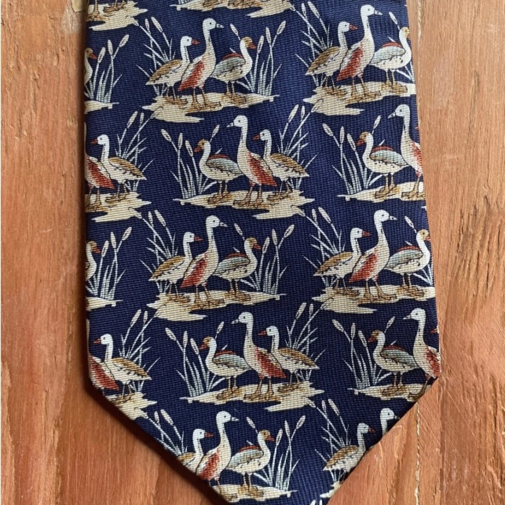 Vintage Roberta Baldini Blue 100% Silk Duck Hunting Hunter’s Men’s Tie